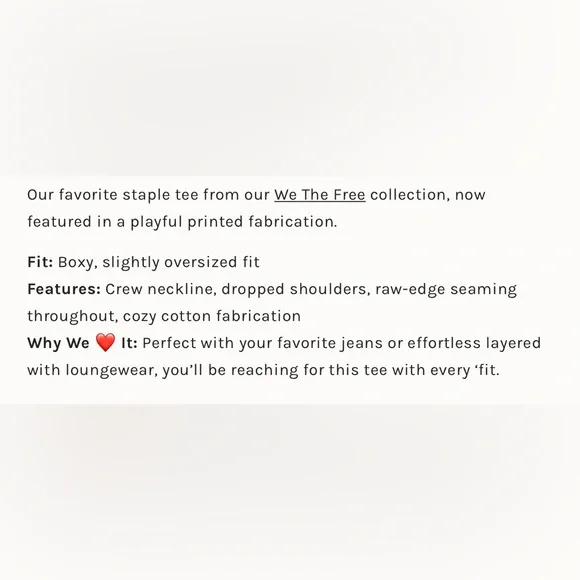 NWOT Free People We The Free Nina Printed Tee - Picture 4 of 6